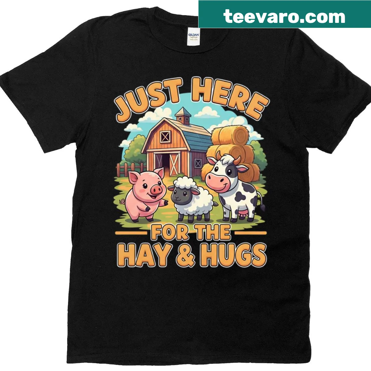 Charming farm animals graphic T-shirt for animal lovers — on a men's t-shirt