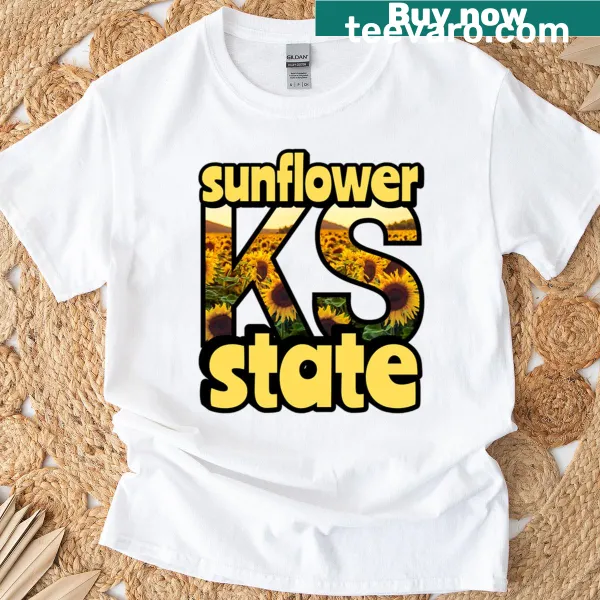 T-shirt with a sunflower design representing Kansas