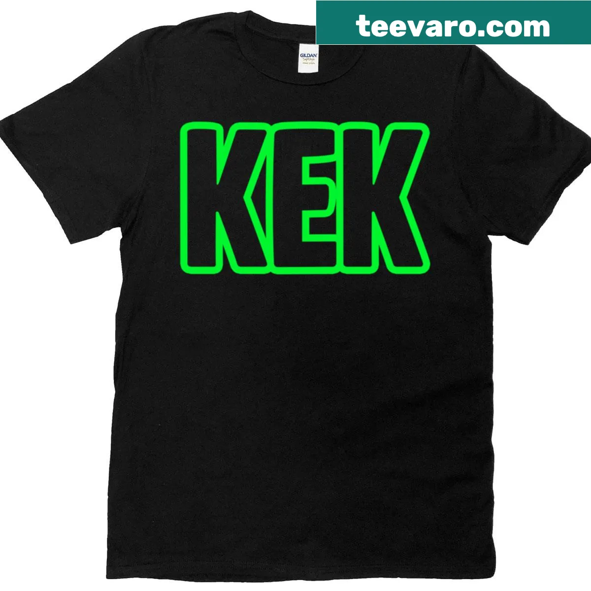 T-shirt featuring the word 'Kek' in neon green outline — on a men's t-shirt