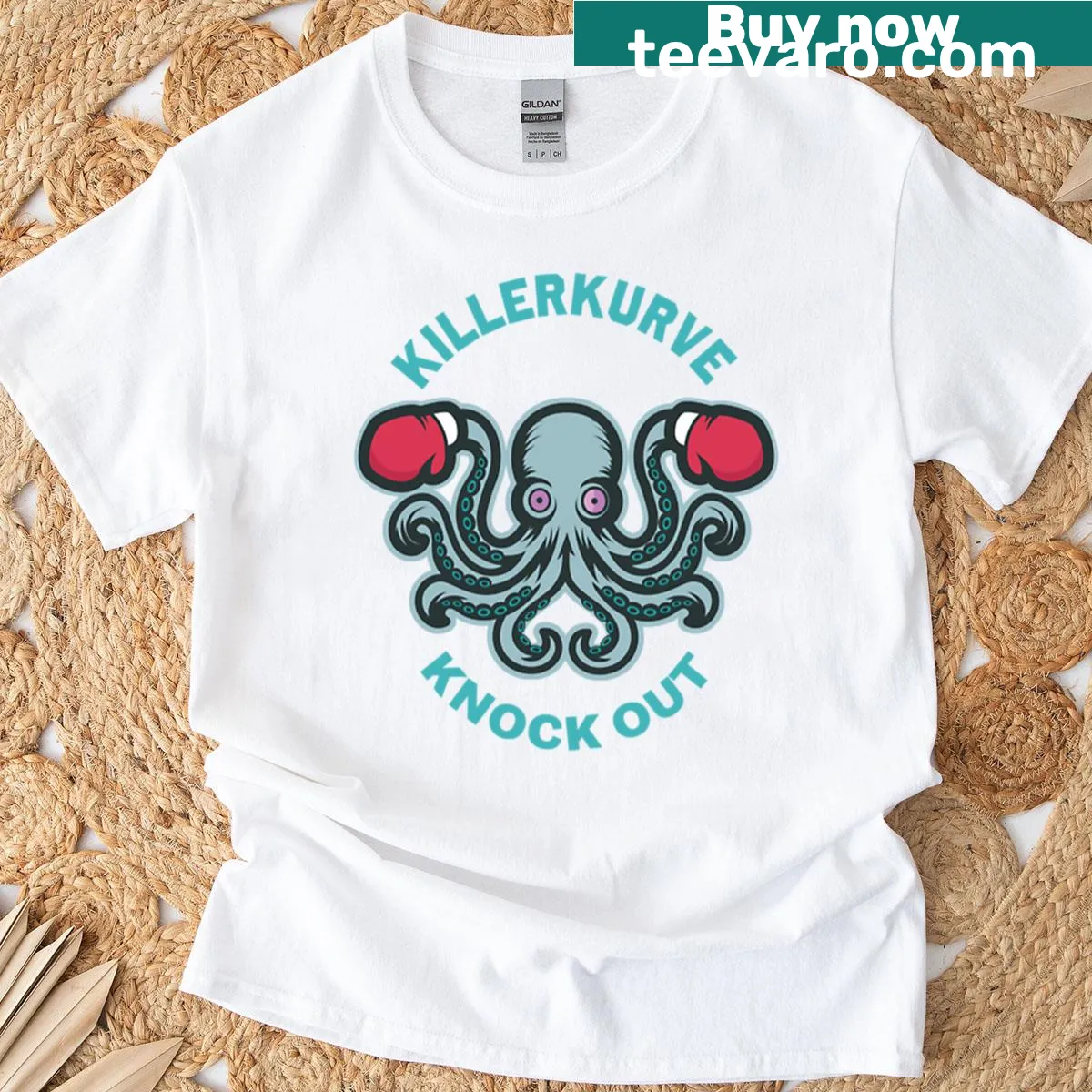 T-shirt with 'Knock Out' graphic for fitness enthusiasts — on a men's t-shirt