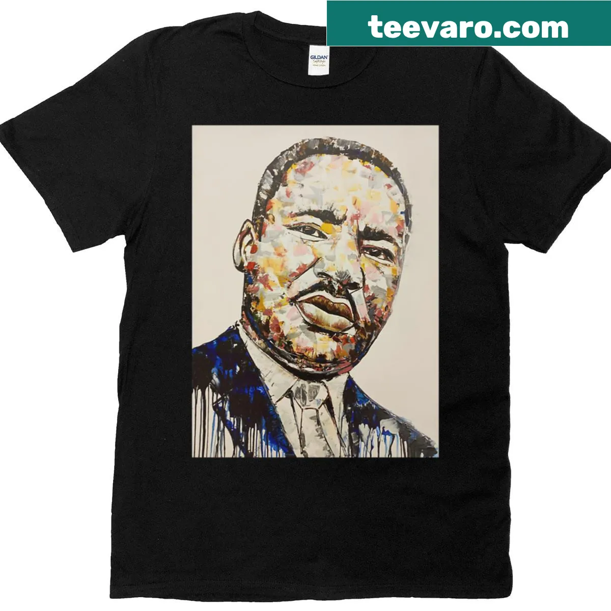 Realistic portrait of Martin Luther King Jr. on a t-shirt, honoring his legacy. — on a men's t-shirt