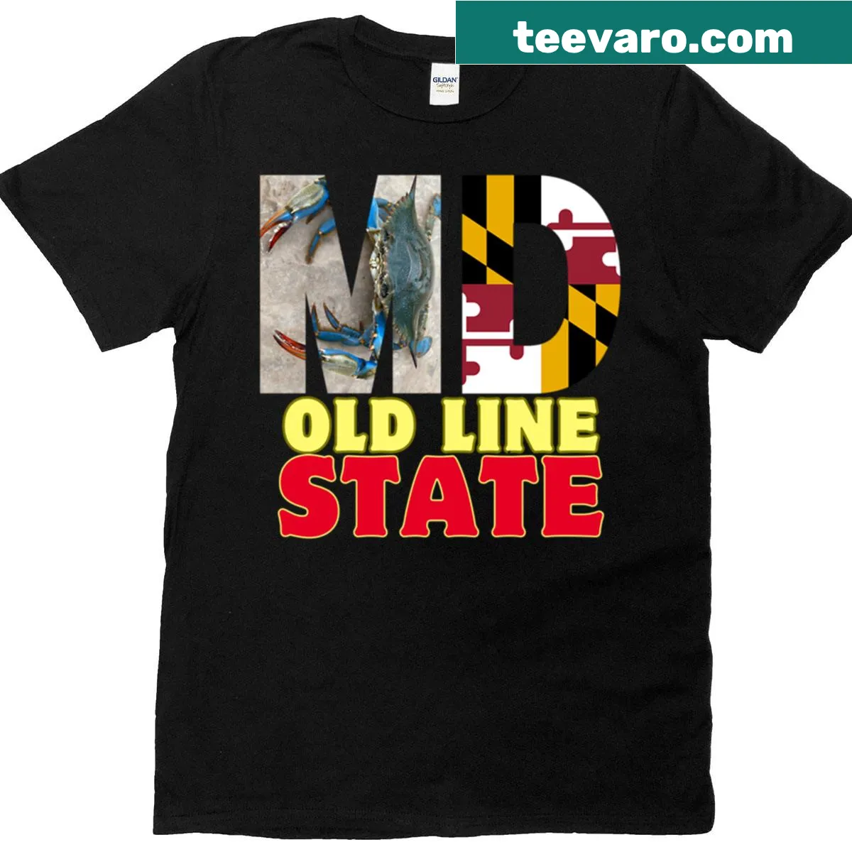 T-shirt celebrating Maryland with state pride design — on a men's t-shirt
