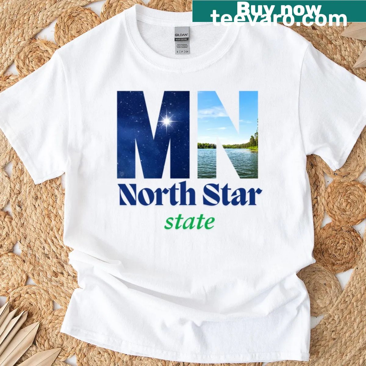 Minnesota-themed vintage distressed t-shirt highlighting the North Star State — on a men's t-shirt
