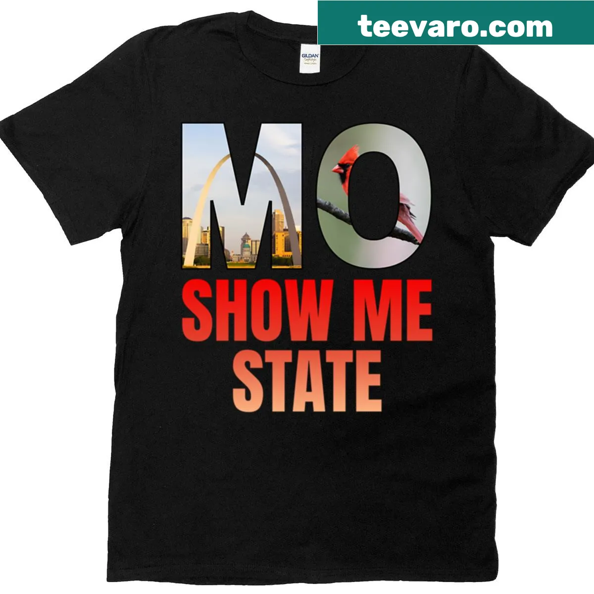 Simple text design stating 'Show Me State' for Missouri pride — on a men's t-shirt