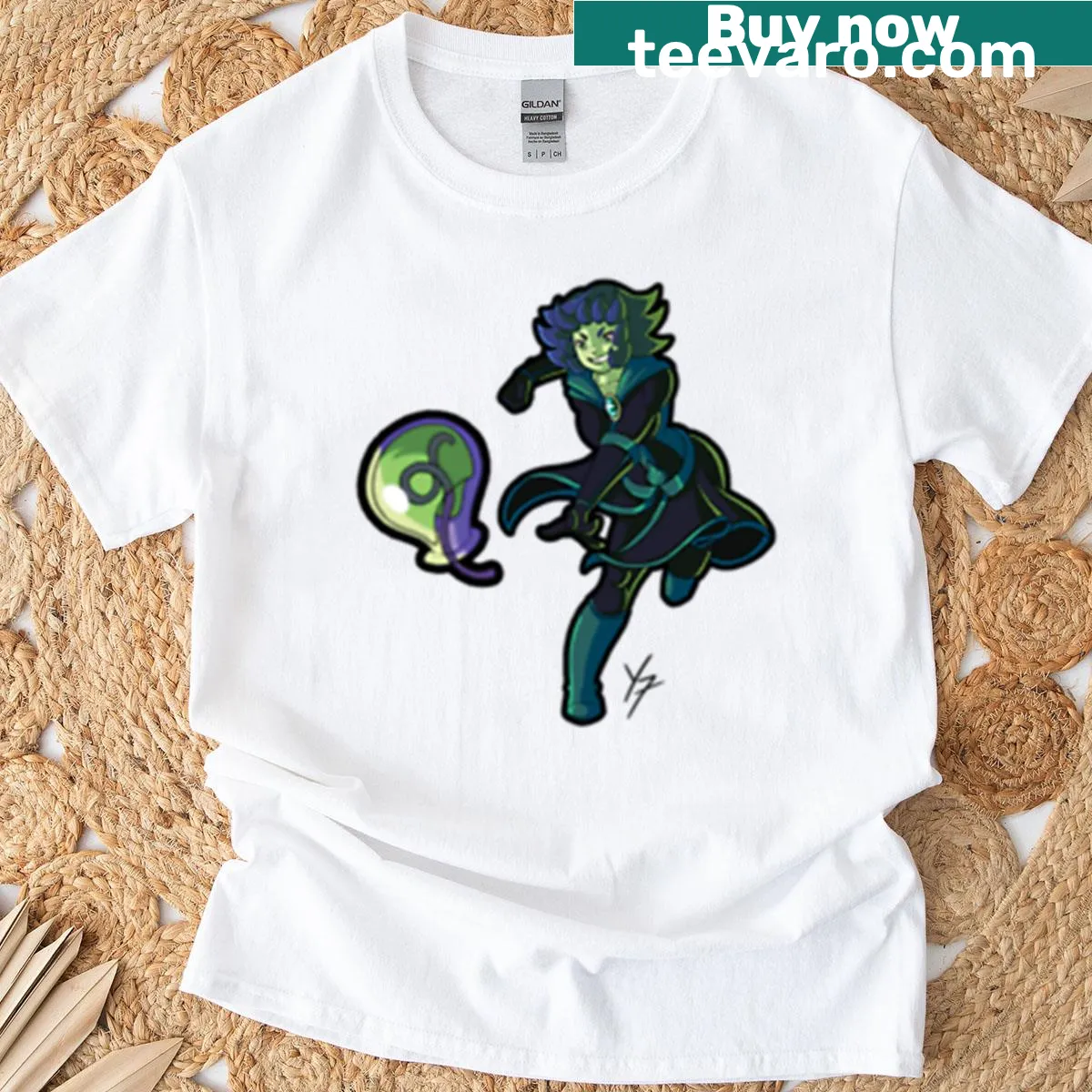 Line-art fan art design on an oversized t-shirt — on a men's t-shirt