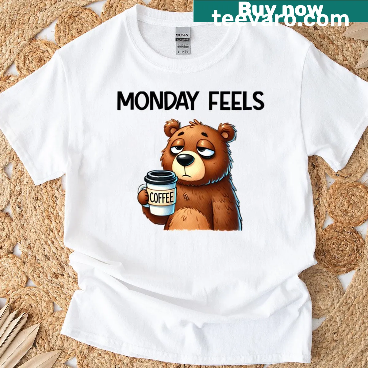 T-shirt with playful phrase about Monday feelings — on a men's t-shirt