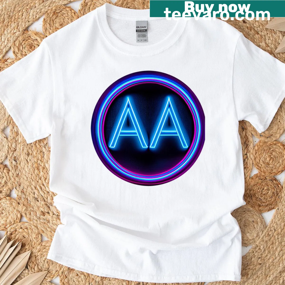 Oversized shirt featuring bold abstract typography 'Aa' design — on a men's t-shirt