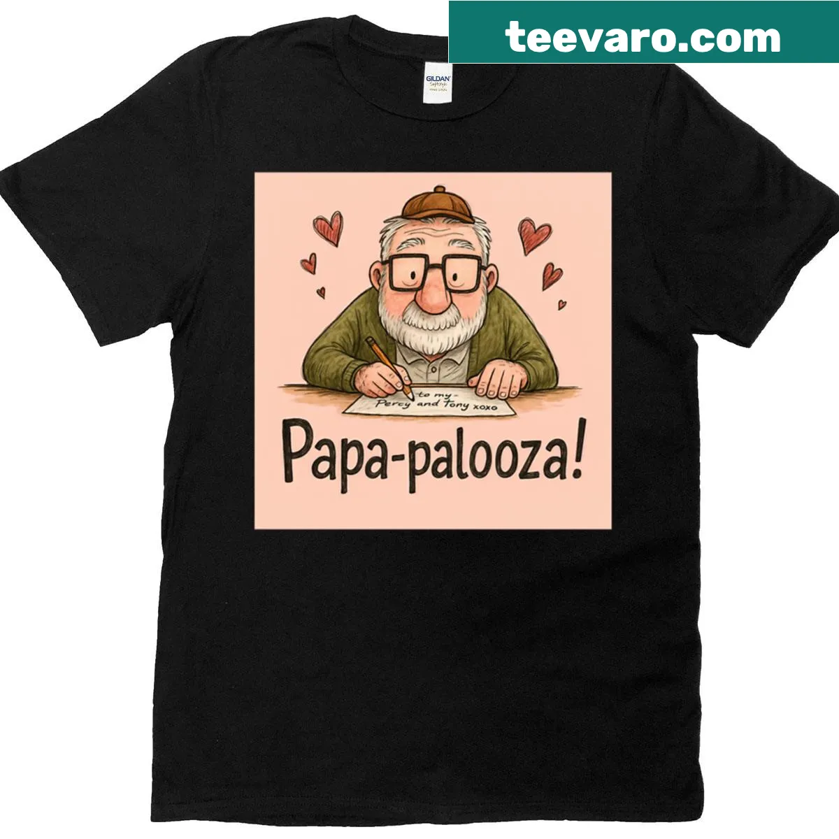 Papa-palooza t-shirt with playful typography celebrating fatherhood. — on a men's t-shirt