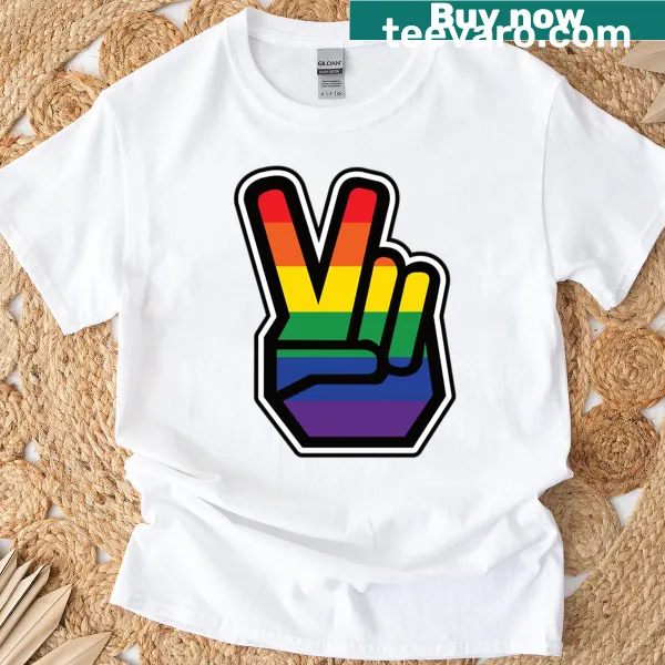 Abstract Peacehand graphic on a colorful t-shirt