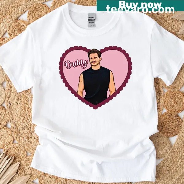 T-shirt with a heart graphic celebrating Pedro Pascal
