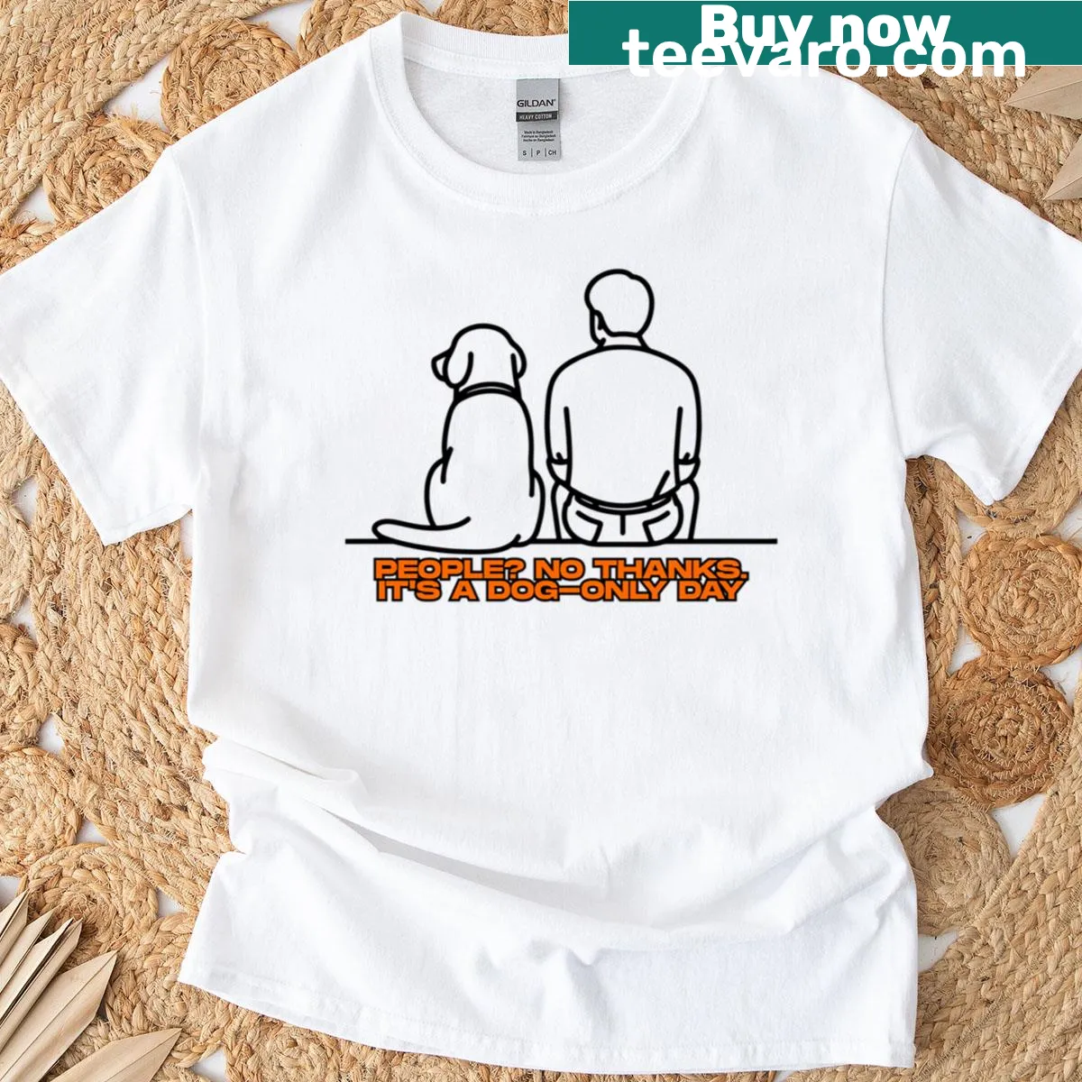 Dog-only day t-shirt with playful typography design — on a men's t-shirt