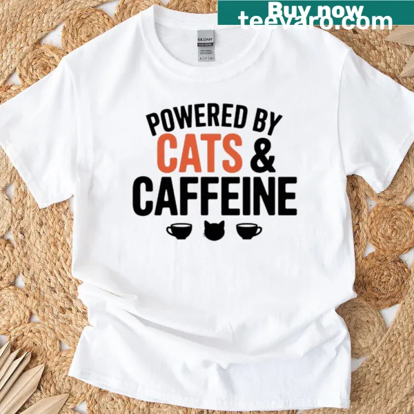 Playful typography on a coffee and cat-themed t-shirt
