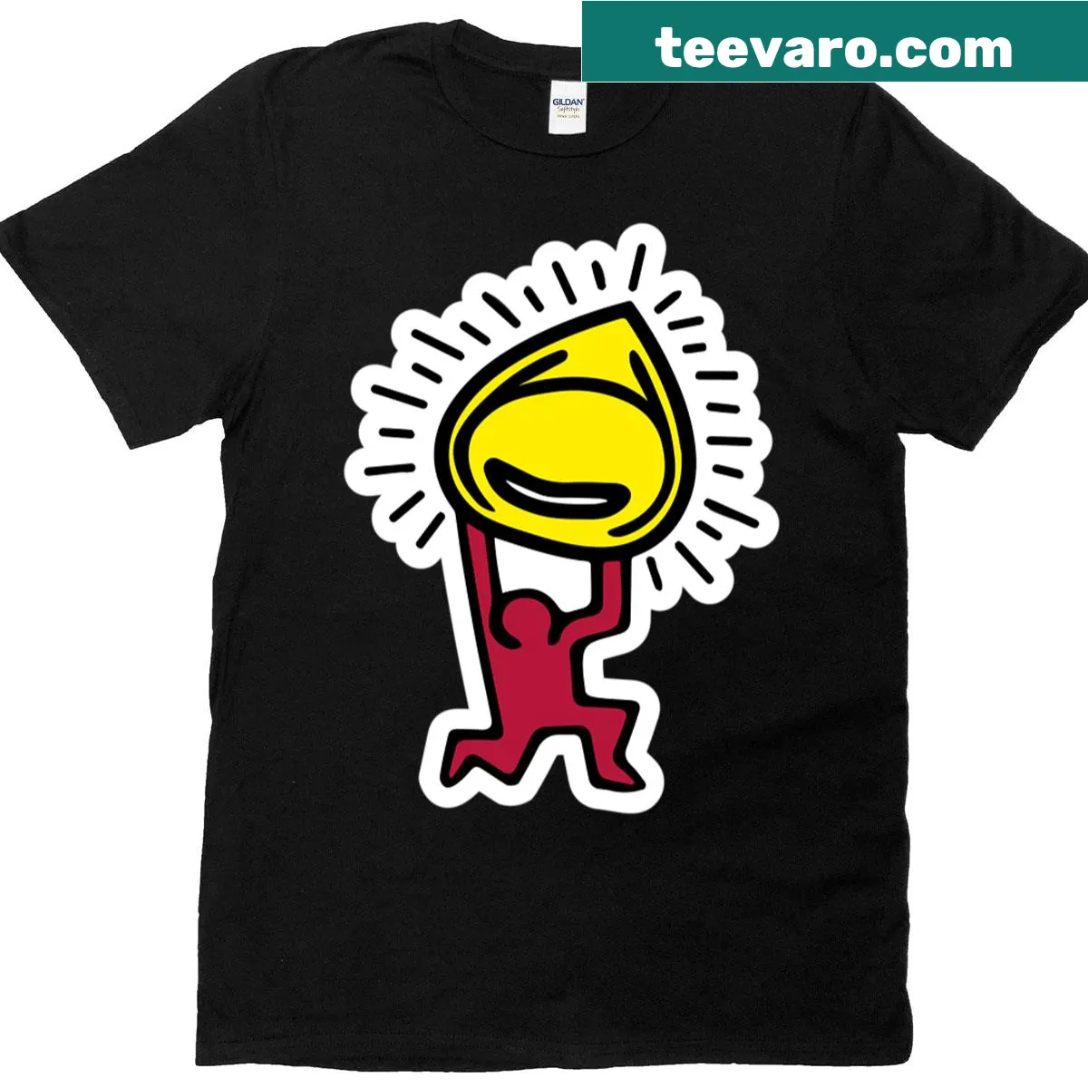 Minimalist t-shirt with simple text design — on a men's t-shirt