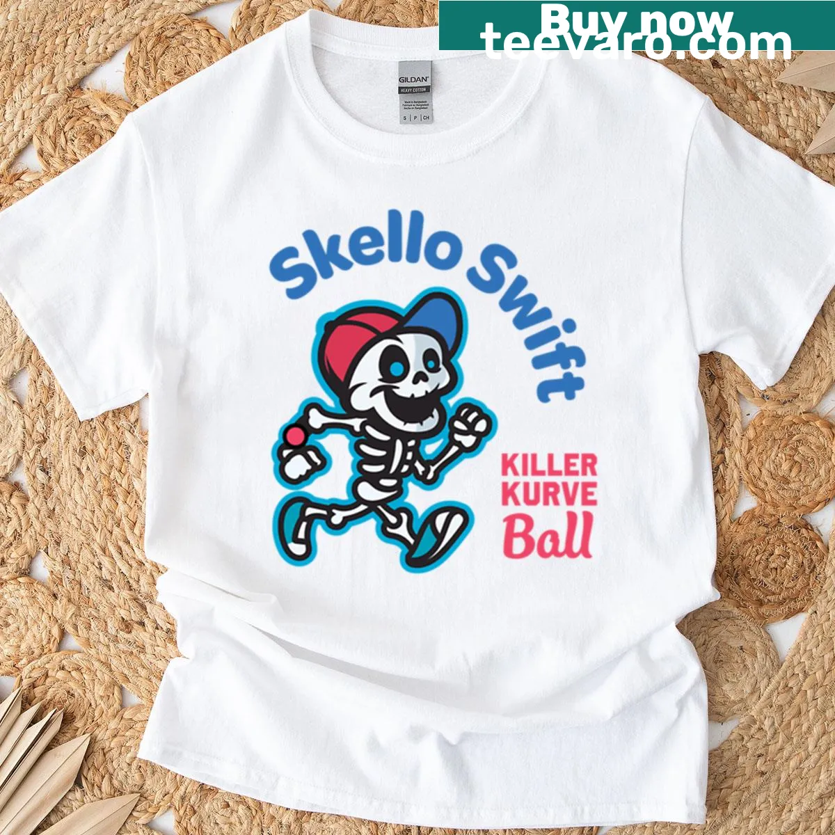 Cartoon skeleton design on a casual t-shirt — on a men's t-shirt