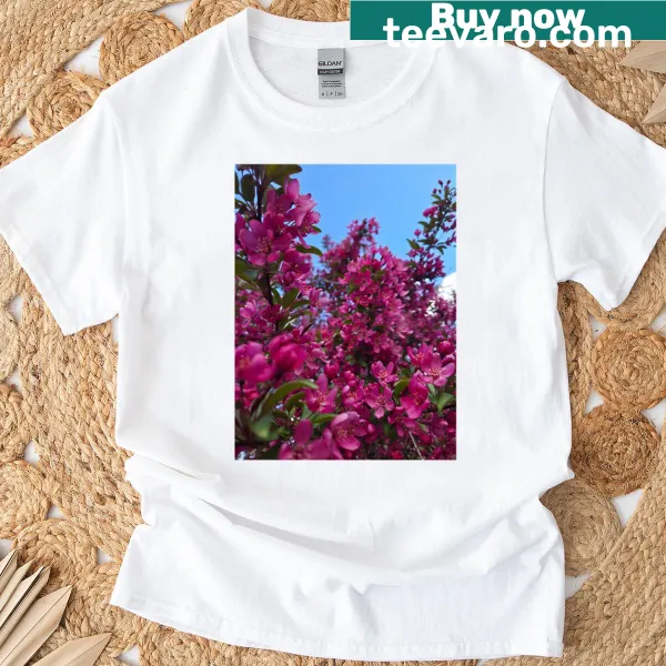 Spring-themed floral illustration on a t-shirt