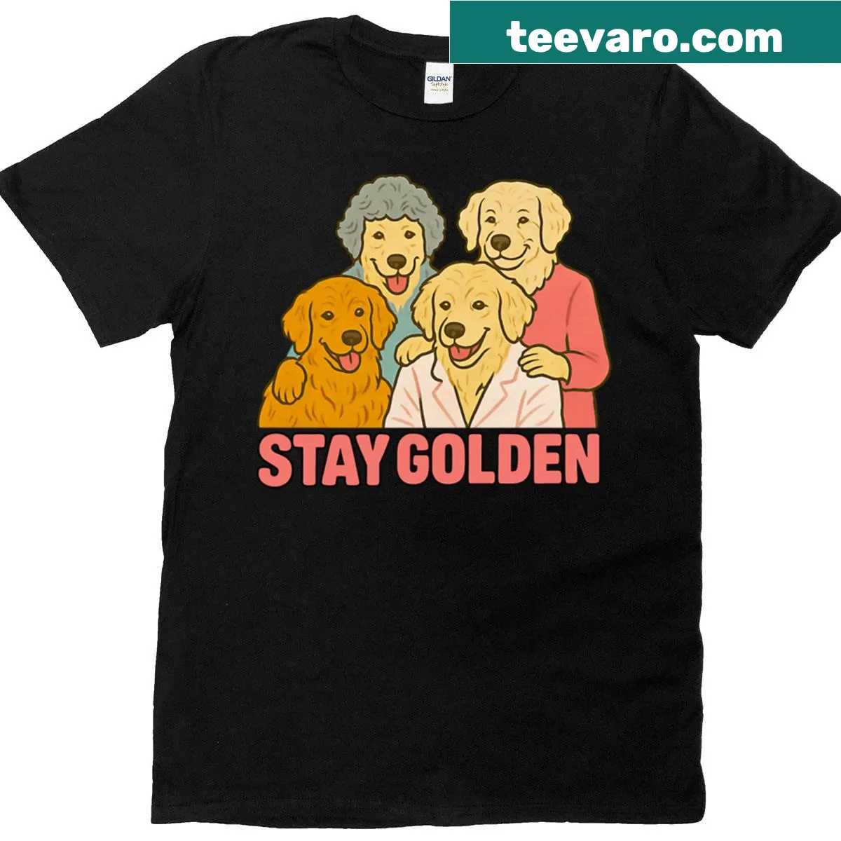 Retro oversized shirt featuring a Golden Retriever graphic — on a men's t-shirt