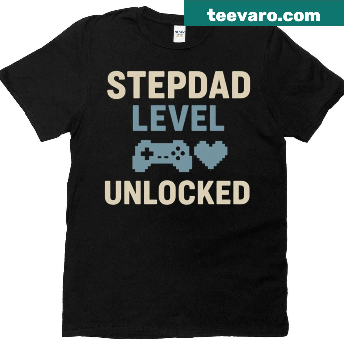 Oversized T-shirt saying Stepdad Level Unlocked — on a men's t-shirt