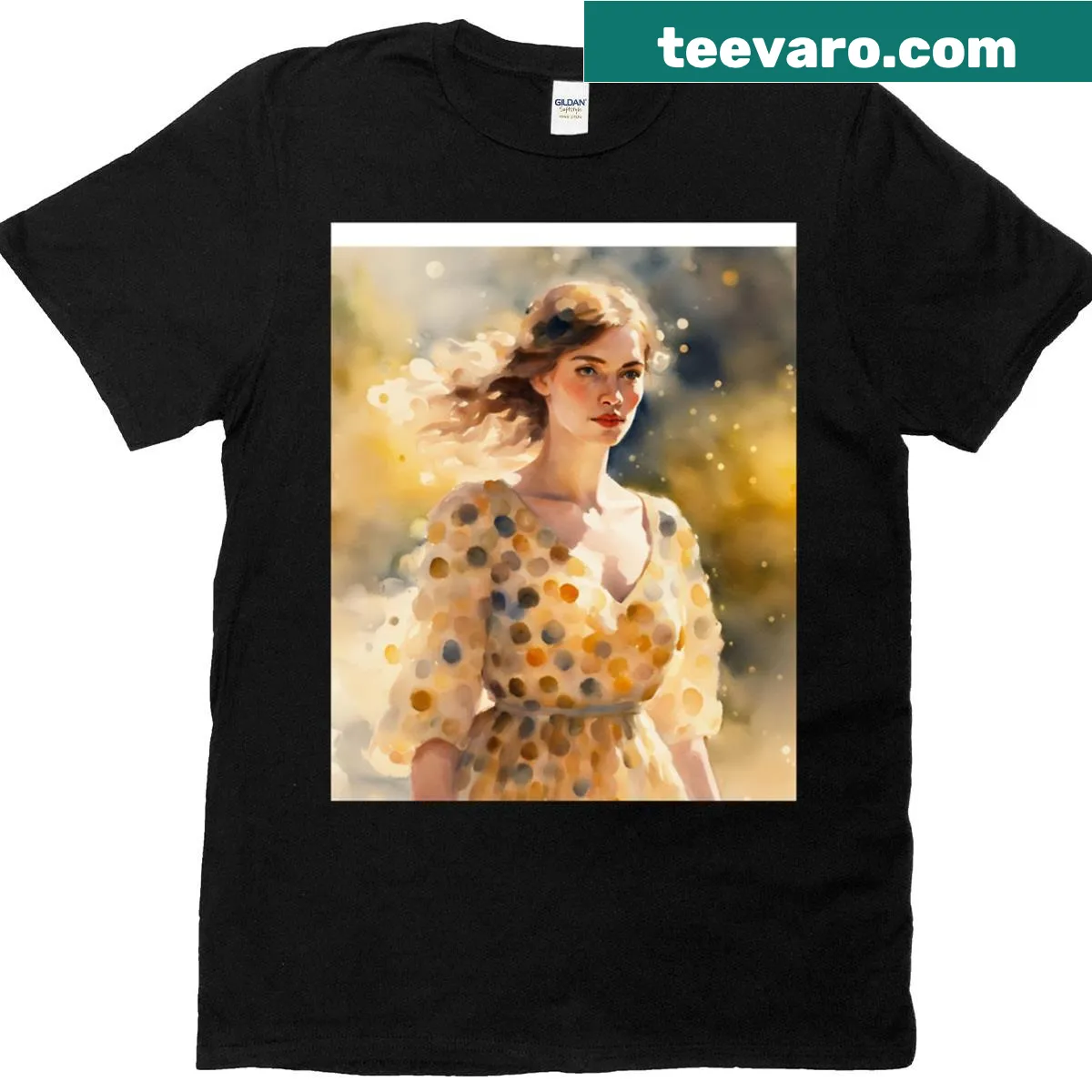 T-shirt with sun polka dots graphic — on a men's t-shirt