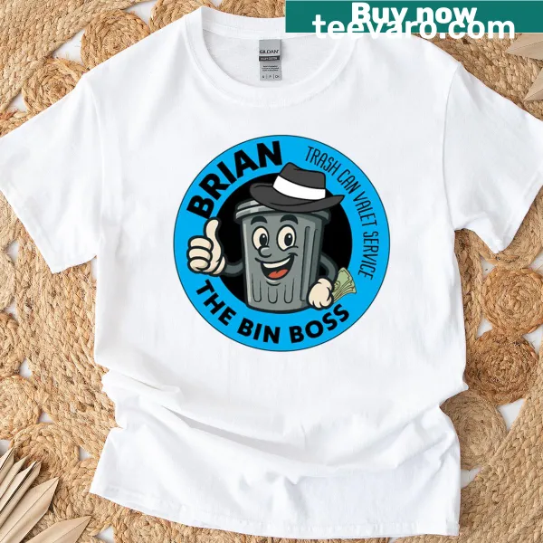 T-shirt with bold text proclaiming 'The Bin Boss'.