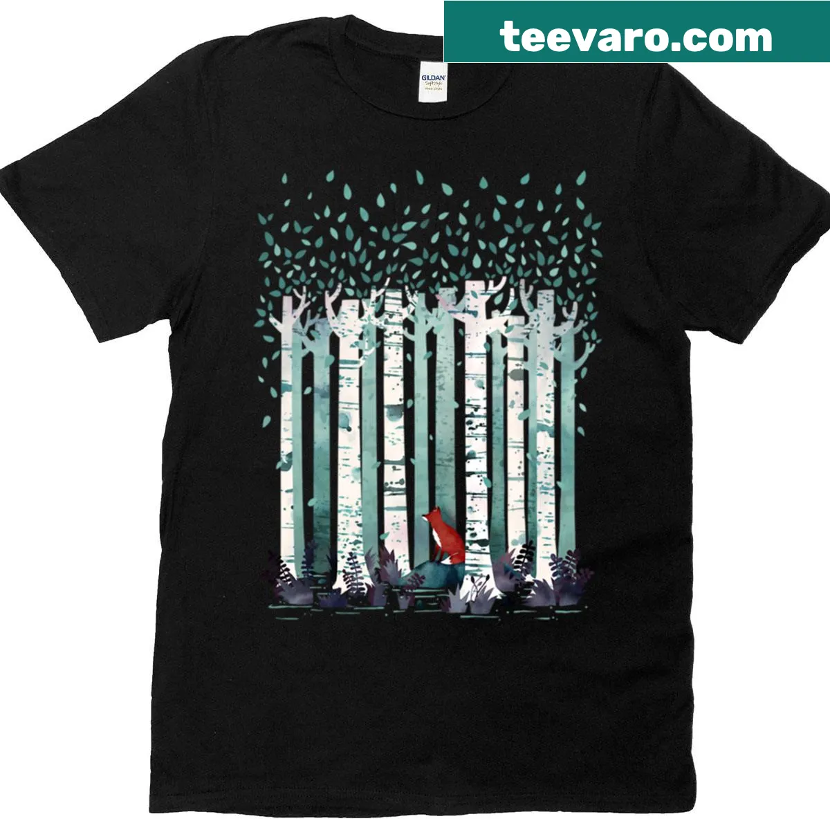 Illustration of birch trees on a nature-themed t-shirt — on a men's t-shirt