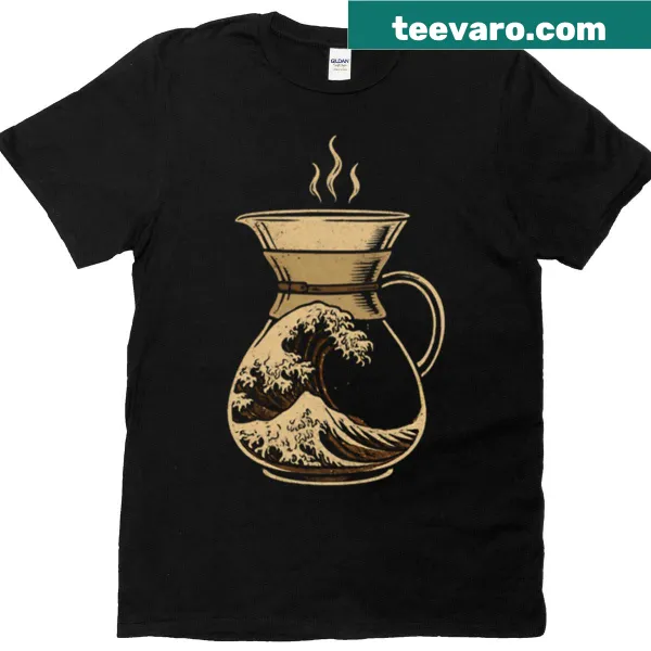 Oversized T-shirt featuring a wave coming out of a coffee pot