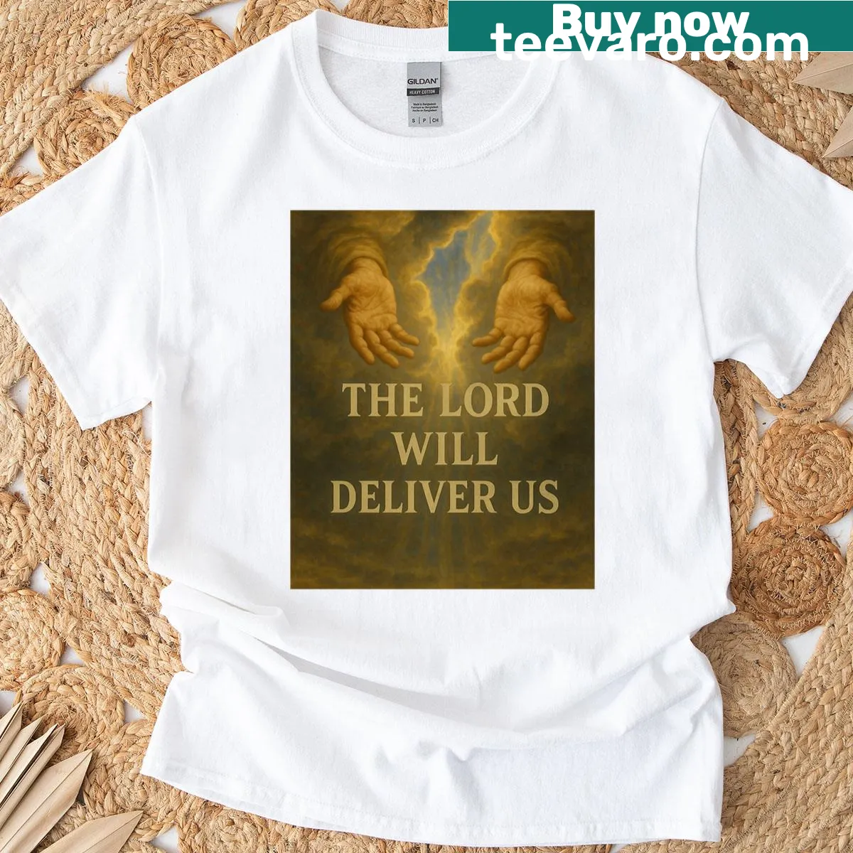 Inspirational faith graphic on T-shirt — on a men's t-shirt
