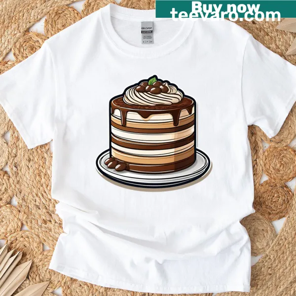 Oversized t-shirt with delightful tiramisu cake illustration