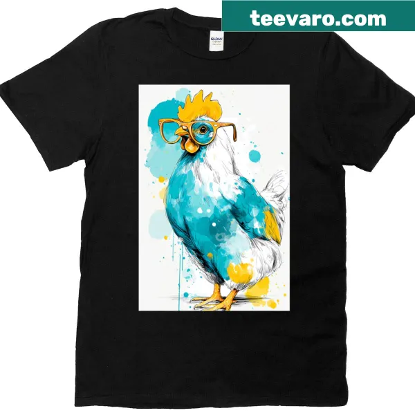 Graphic of a cool chicken wearing sunglasses on a t-shirt