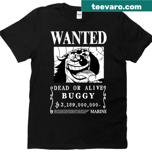 Edgy design featuring a buggy with a 'wanted' theme on a T-shirt.