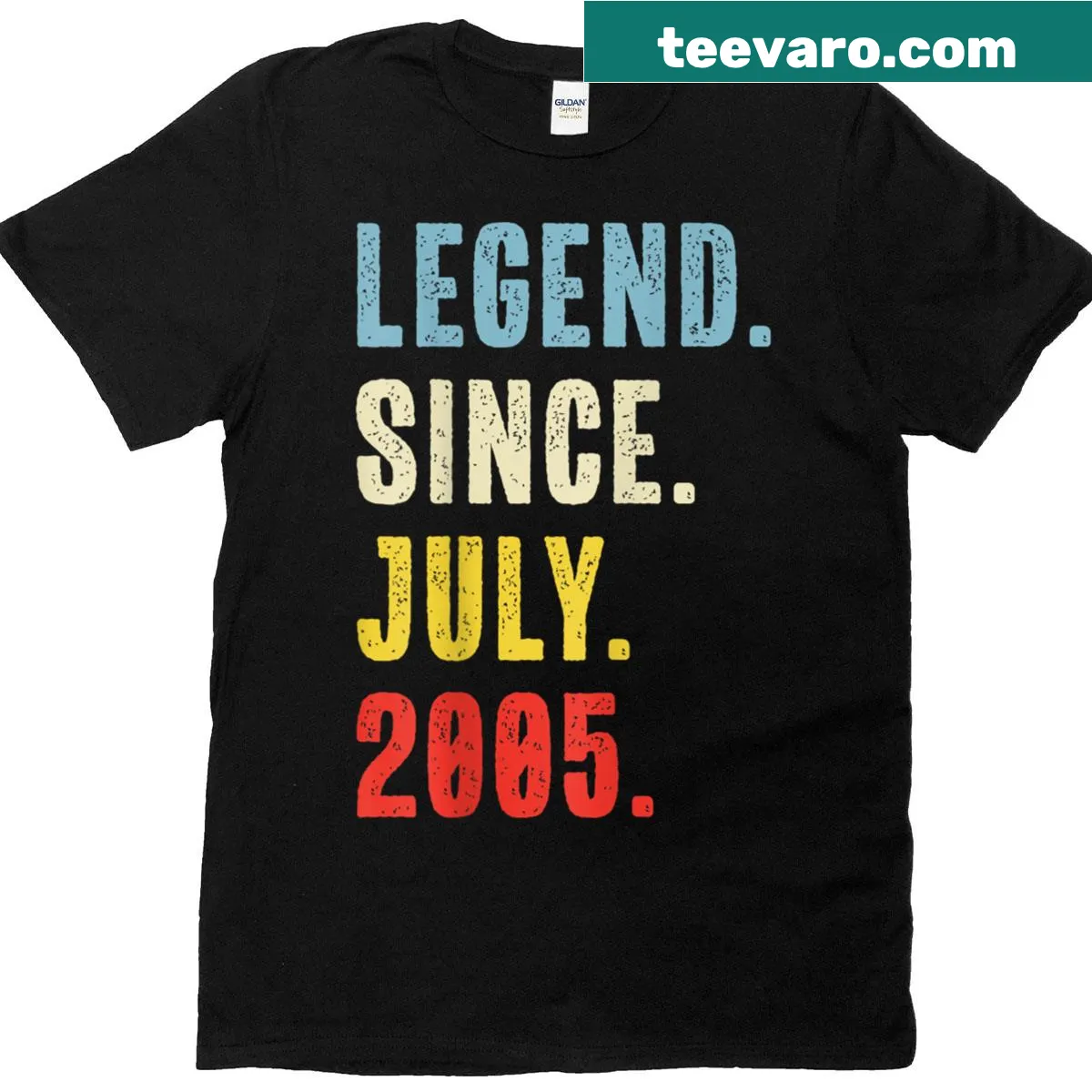 Retro t-shirt with 'Legend Since July 2005' for a 20th birthday — on a men's t-shirt
