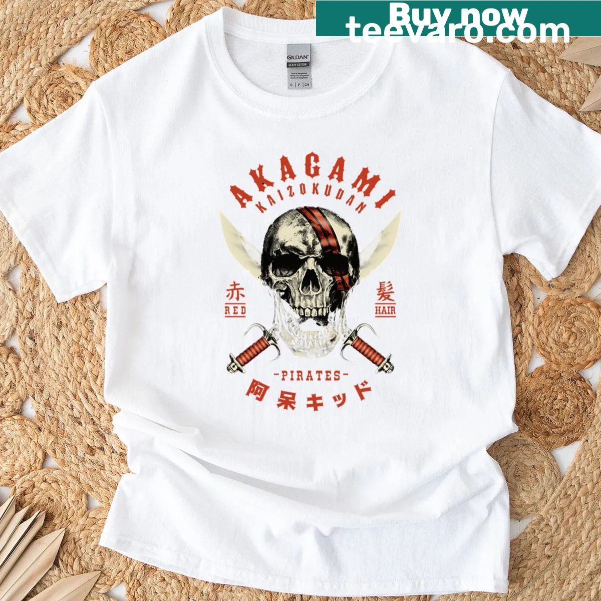 Akagami flag design on premium t-shirt. — on a men's t-shirt