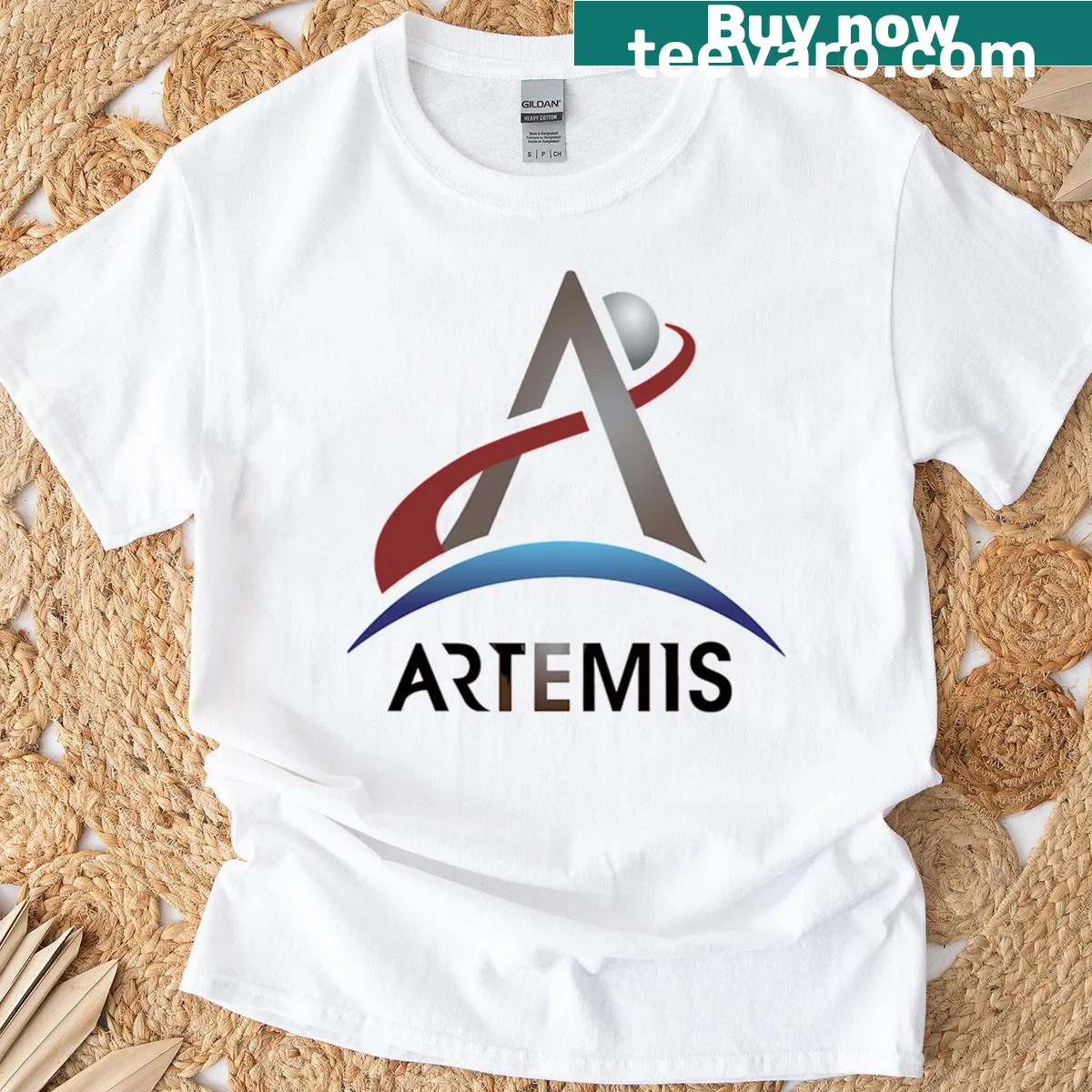 NASA Artemis program official logo T-shirt — on a men's t-shirt