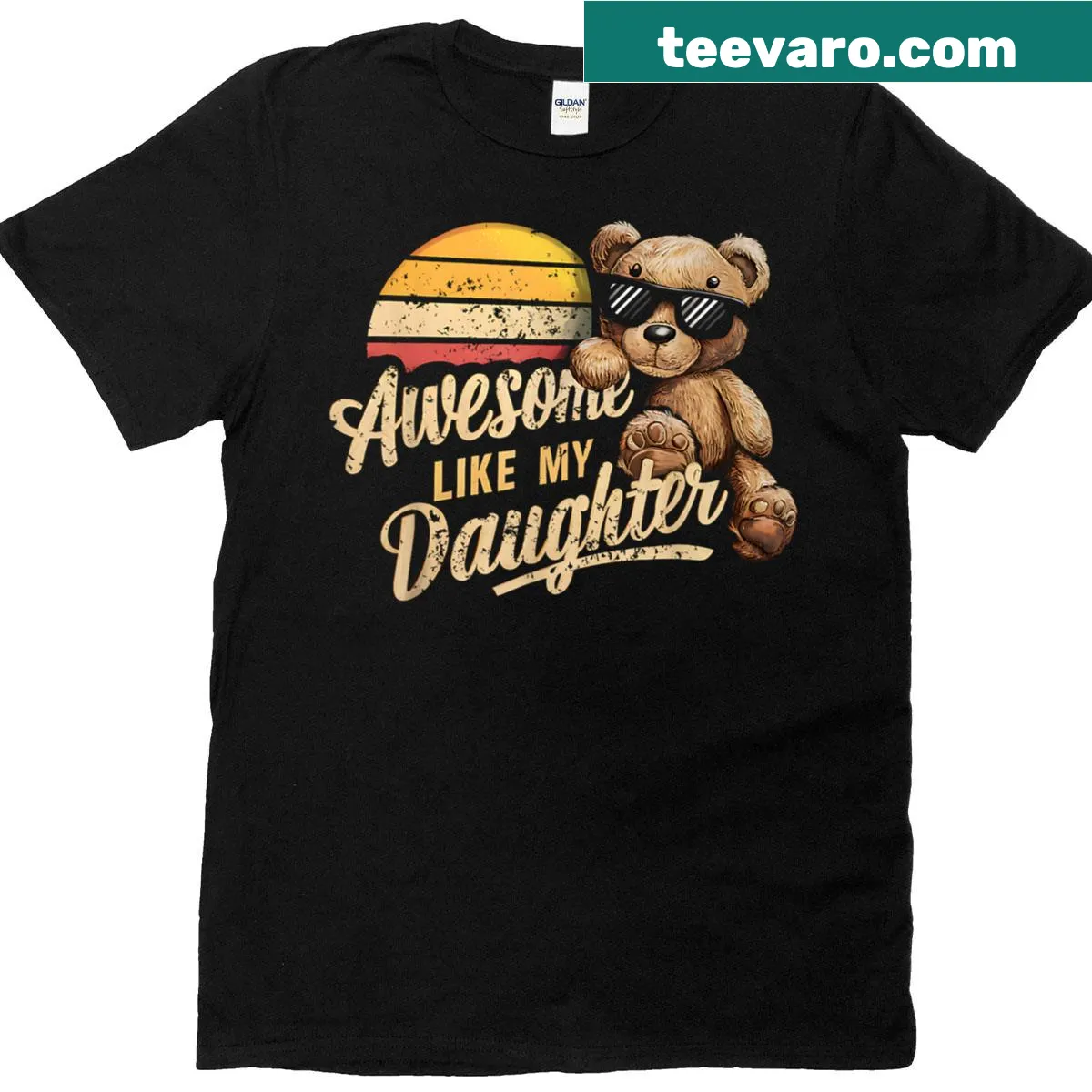 Heartwarming T-shirt with bear graphic and text about daughter — on a men's t-shirt