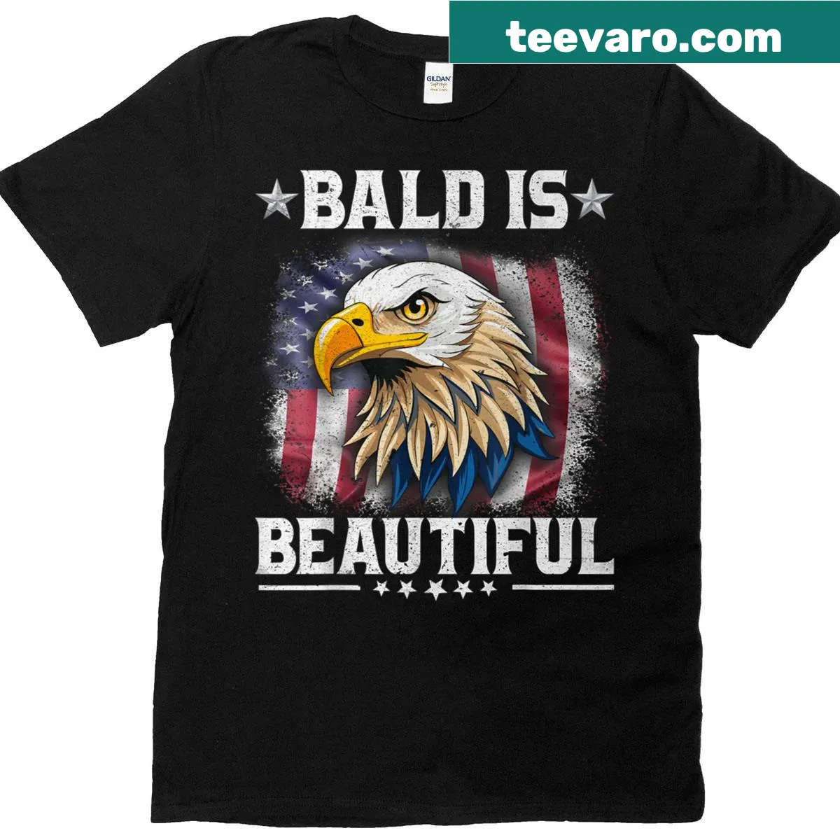 Bald eagle graphic on a patriotic t-shirt — on a men's t-shirt
