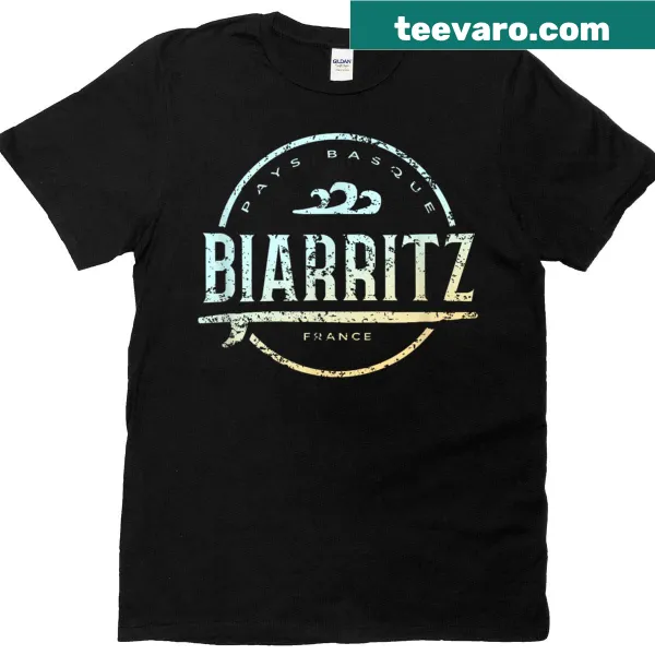 Retro Biarritz surf design on vintage t-shirt