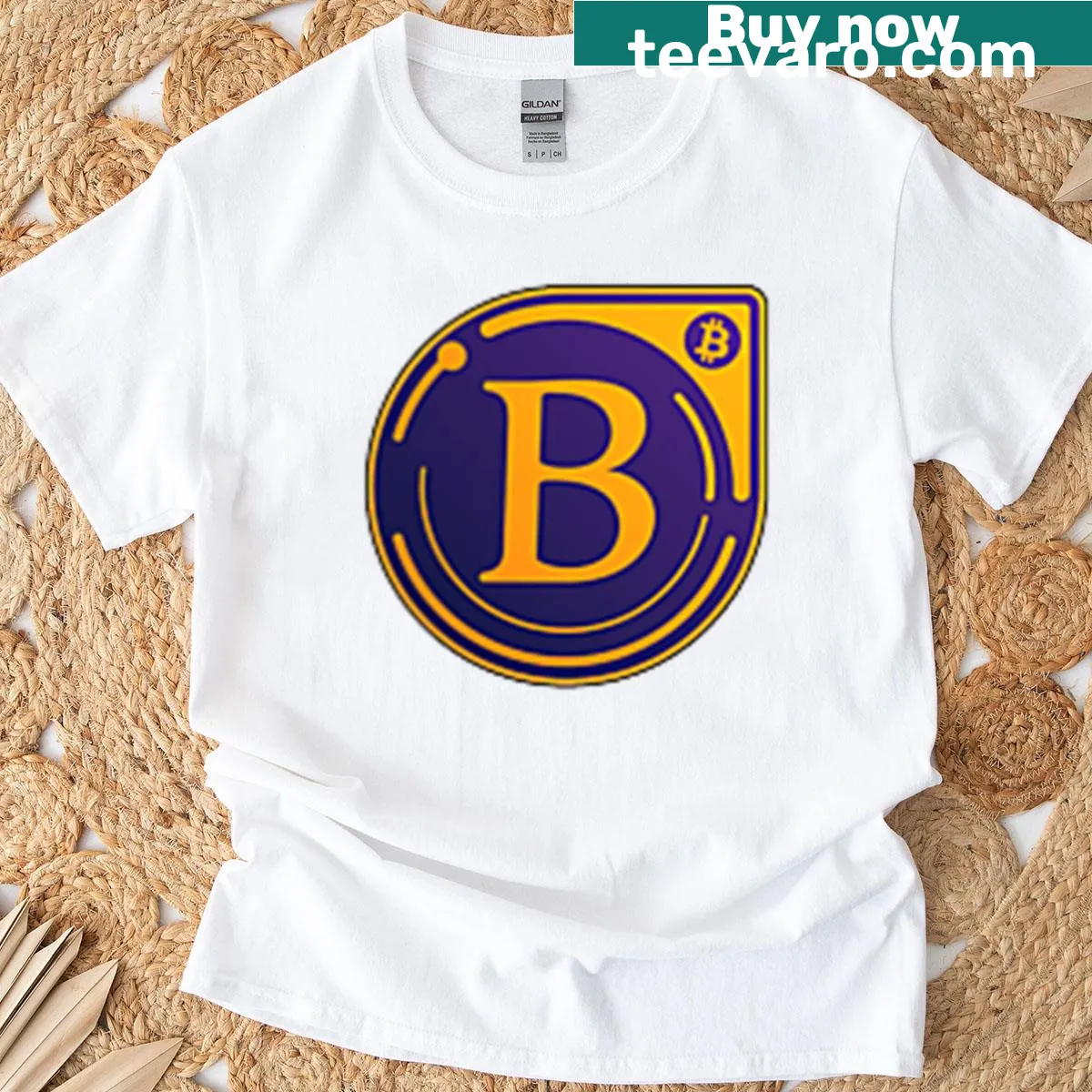 Bitcoin symbol minimalist T-shirt for men — on a men's t-shirt