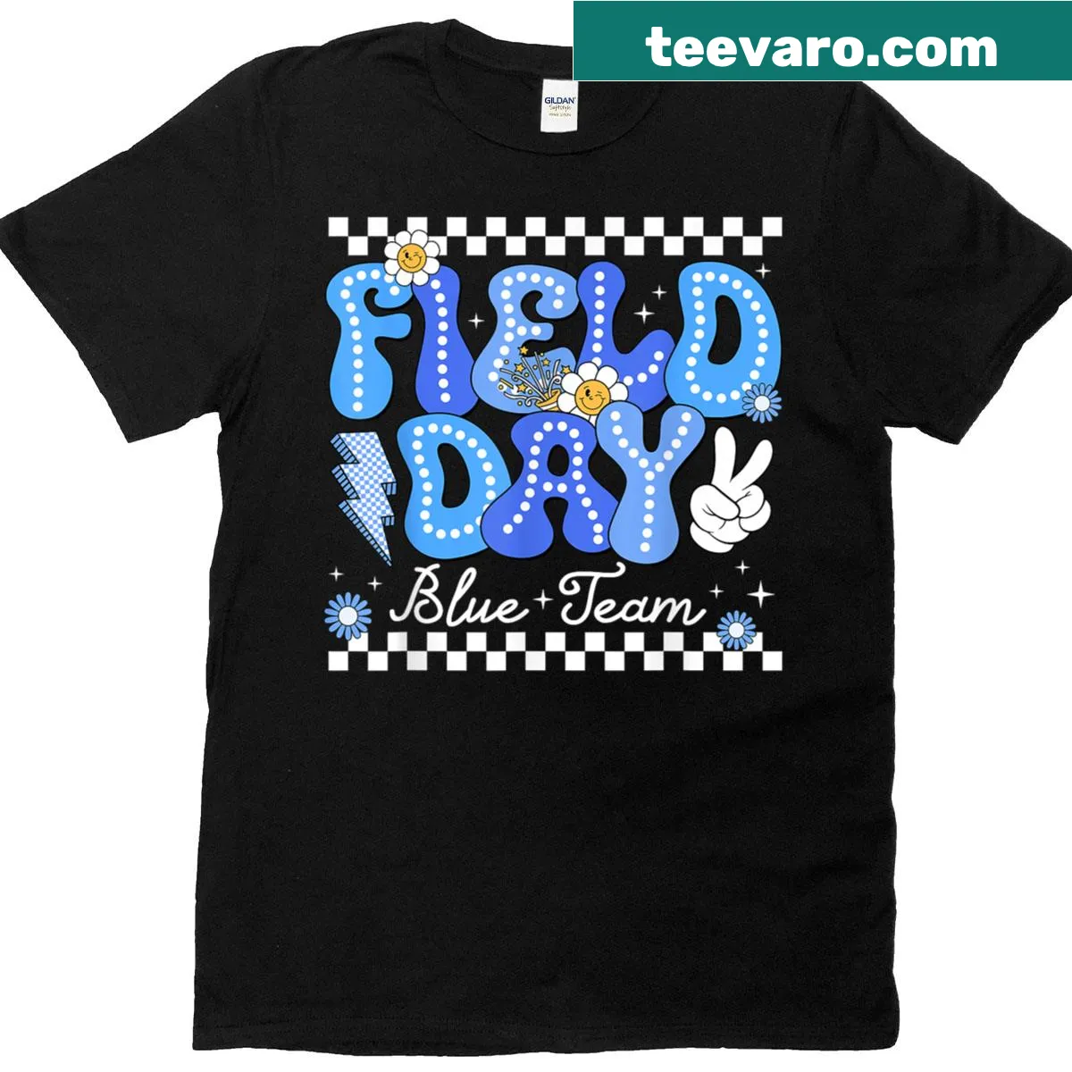 Playful field day text graphic on t-shirt — on a men's t-shirt
