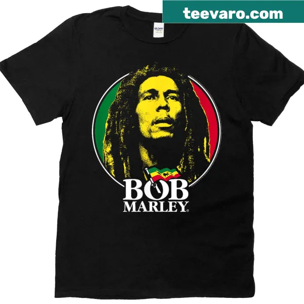 Bob Marley logo badge T-shirt celebrating reggae music