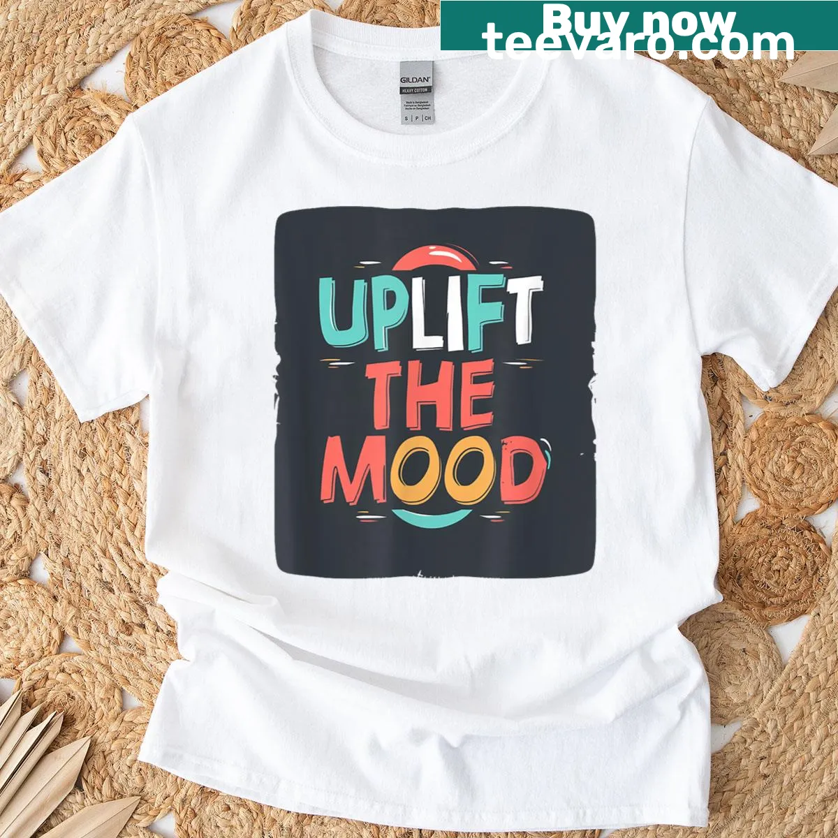 Positive uplifting logo graphic on casual T-shirt — on a men's t-shirt