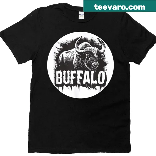 Charging buffalo logo graphic on a t-shirt