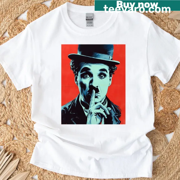 Portrait of Charlie Chaplin in a silent gesture graphic