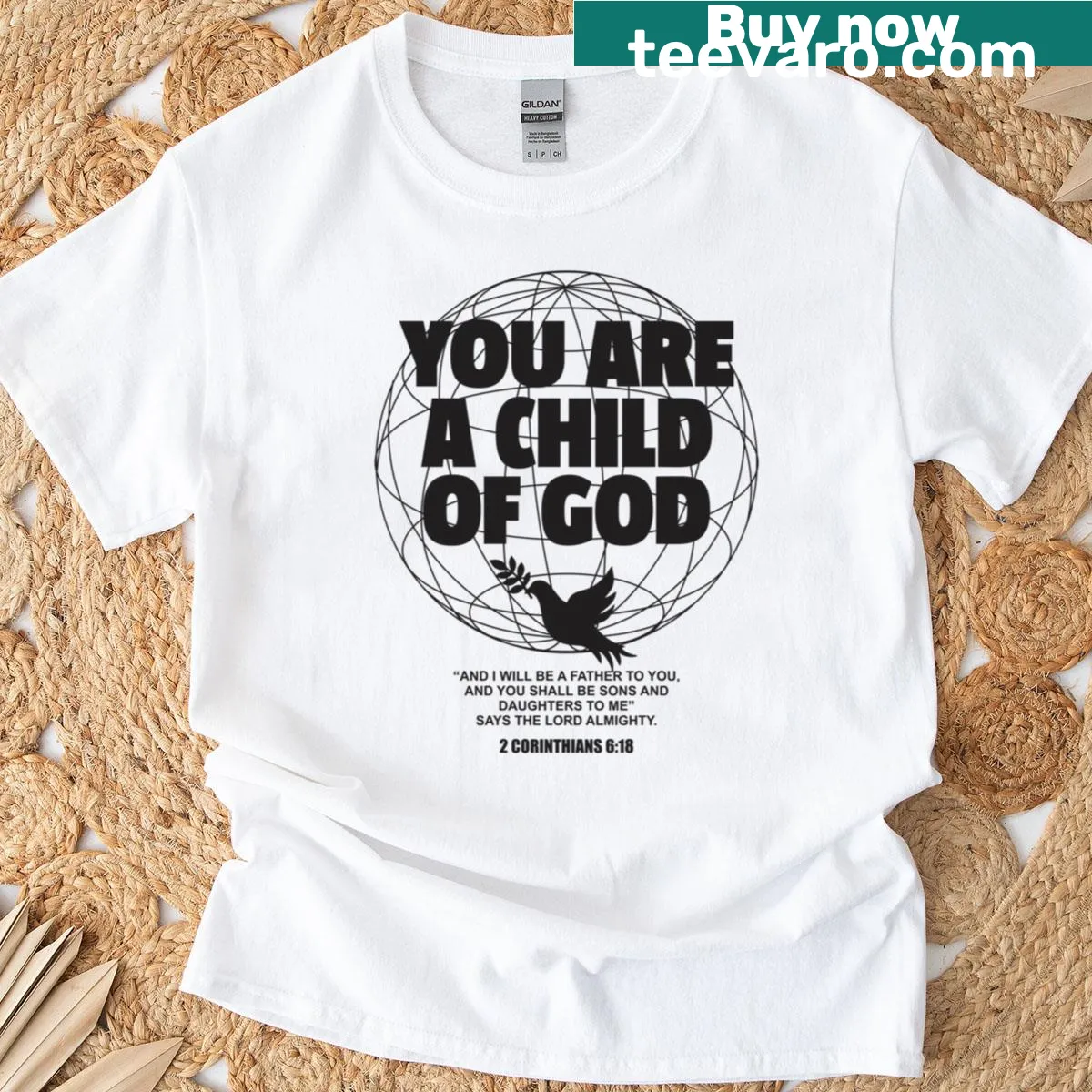 Typography design of 'Child Of God' on a t-shirt — on a men's t-shirt