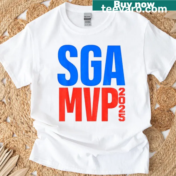 Funny basketball-themed t-shirt featuring 'Shai Name SGA MVP 2025' text