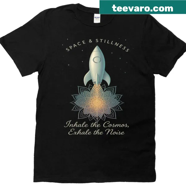 Illustration of a rocket in a cosmic setting indicating inner peace