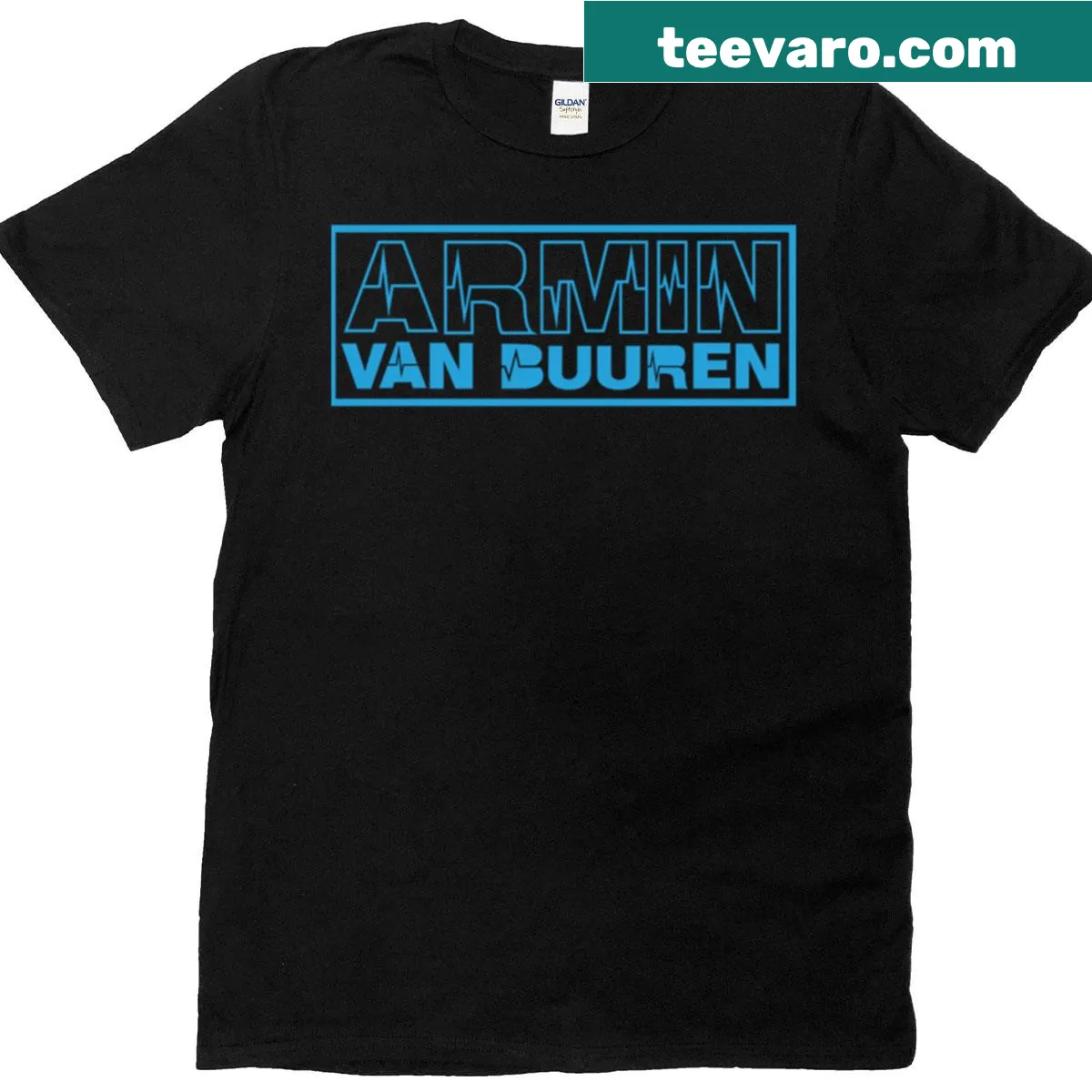 Minimalist design featuring typography inspired by Armin Van Buuren on T-shirt — on a men's t-shirt