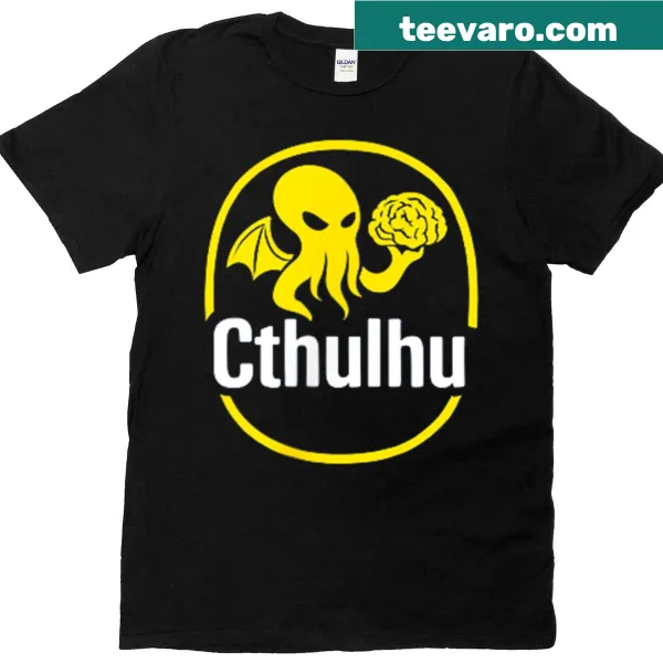 Quirky Cthulhu banana logo on T-shirt