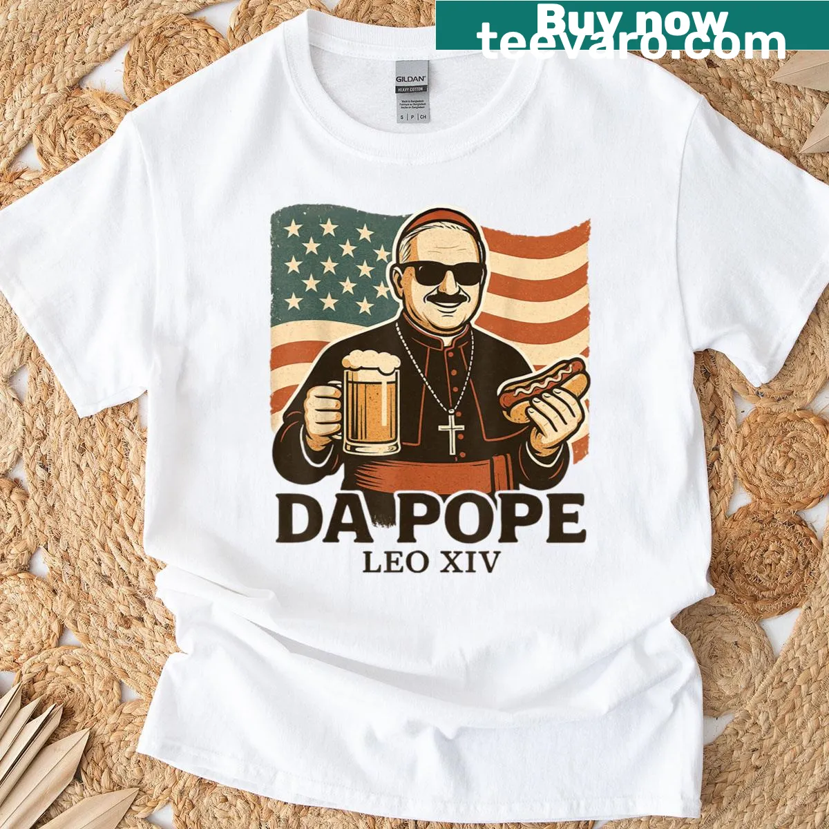 T-shirt featuring the humorous title 'Da Pope Leo XIV' in playful font — on a men's t-shirt