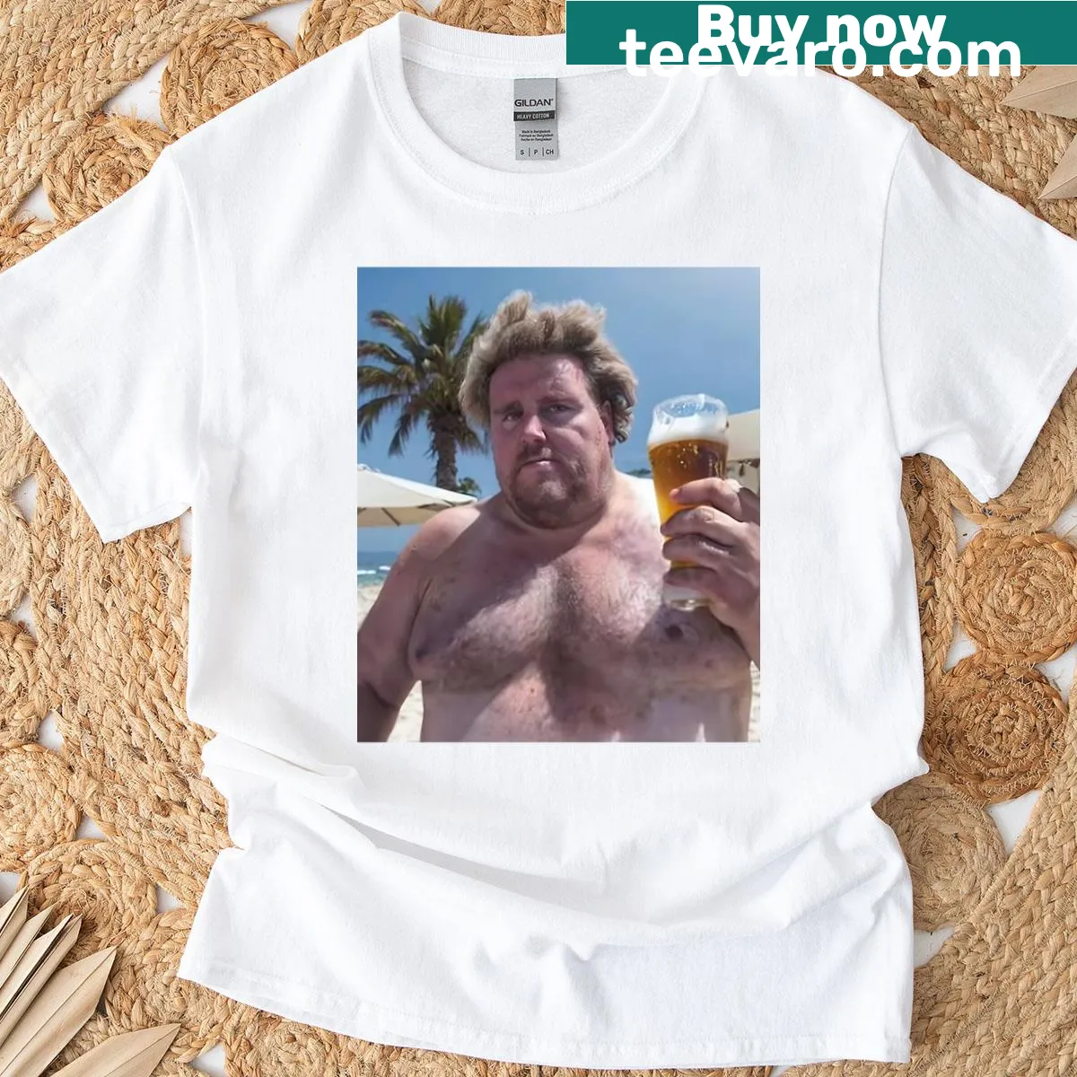 Humorous beer-themed graphic T-shirt — on a men's t-shirt