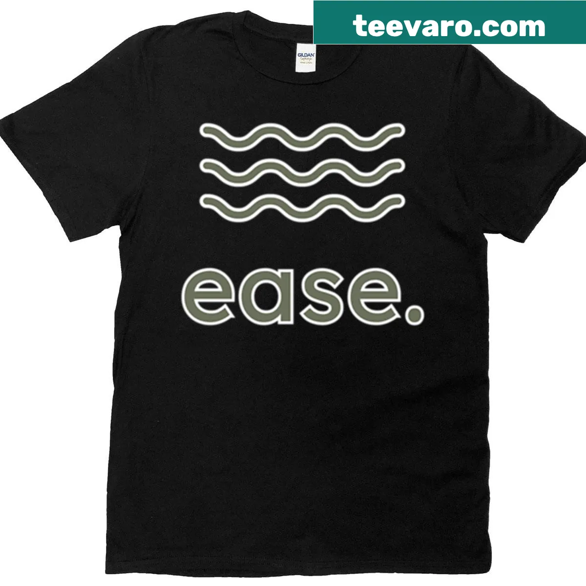 Minimalist t-shirt featuring the word 'Ease' in hand-lettered design — on a men's t-shirt