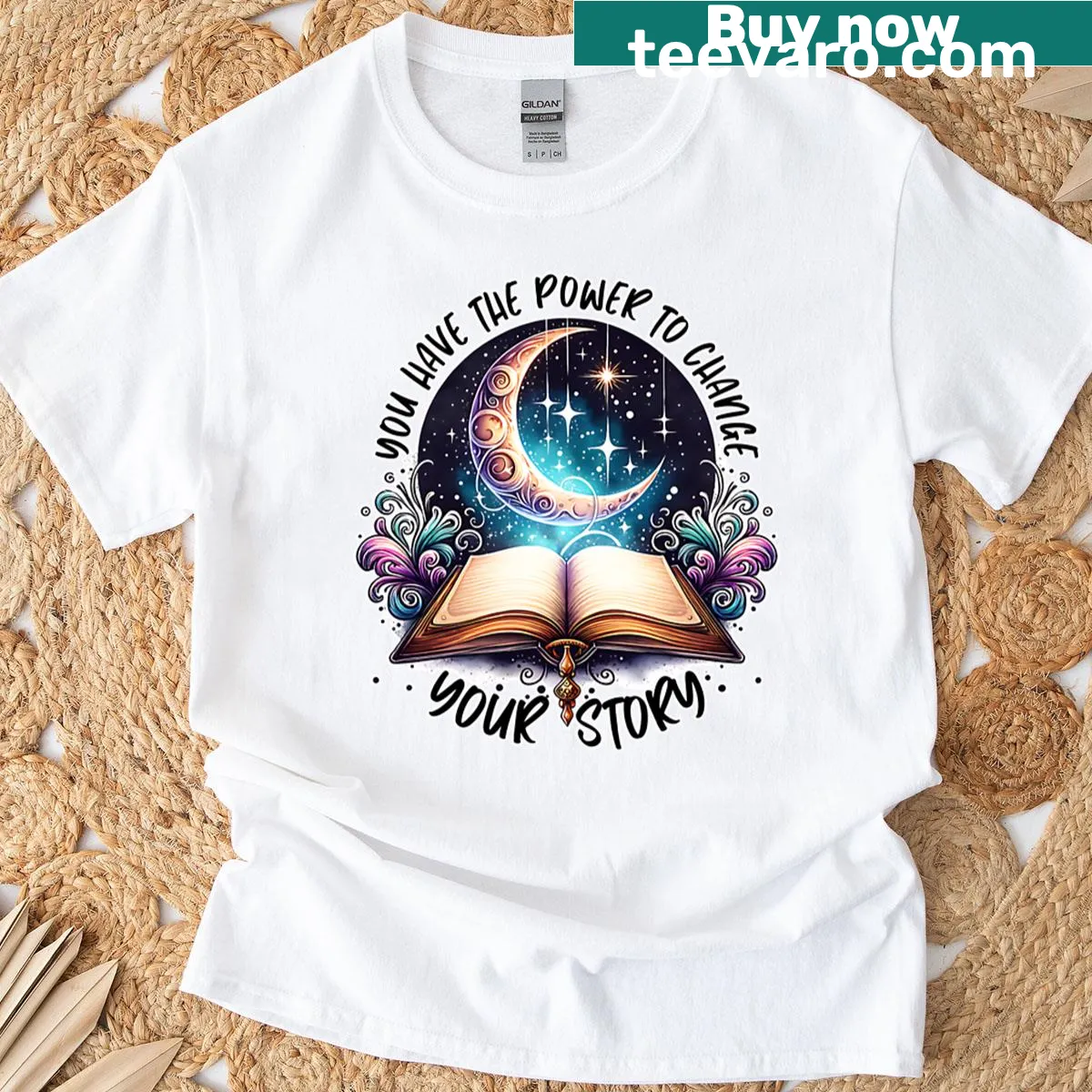 Gothic aesthetic t-shirt with dark starry sky illustration. — on a men's t-shirt